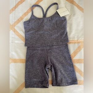 Beyond Yoga Matching Set slim racerback cropped tank biker shorts NWT